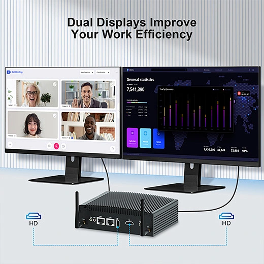 Mini PC Industrial Fără Ventilator, 12-a generație Core i3 i5, DDR5